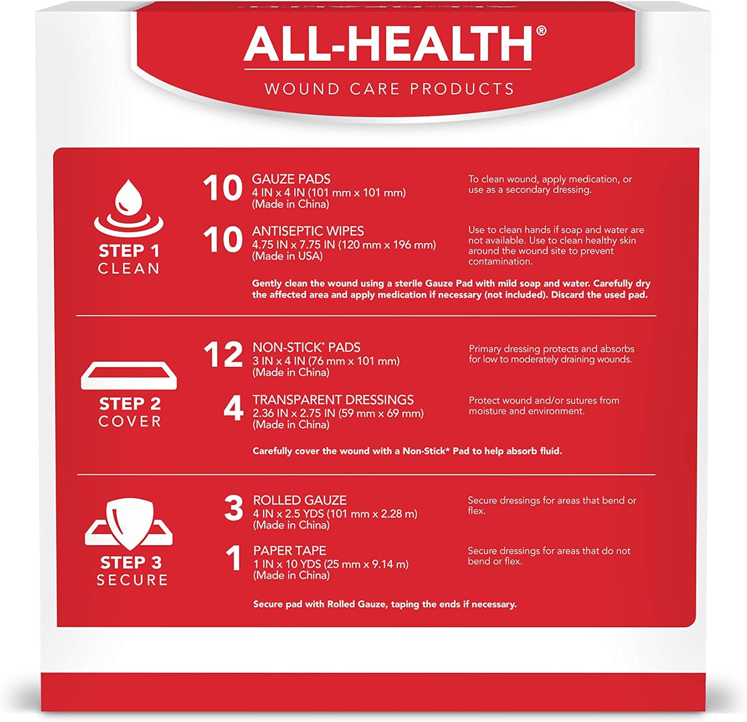 All Health Wound Care Kit, 40 Items | For Small to Medium Sized Wounds: Health & Personal Care