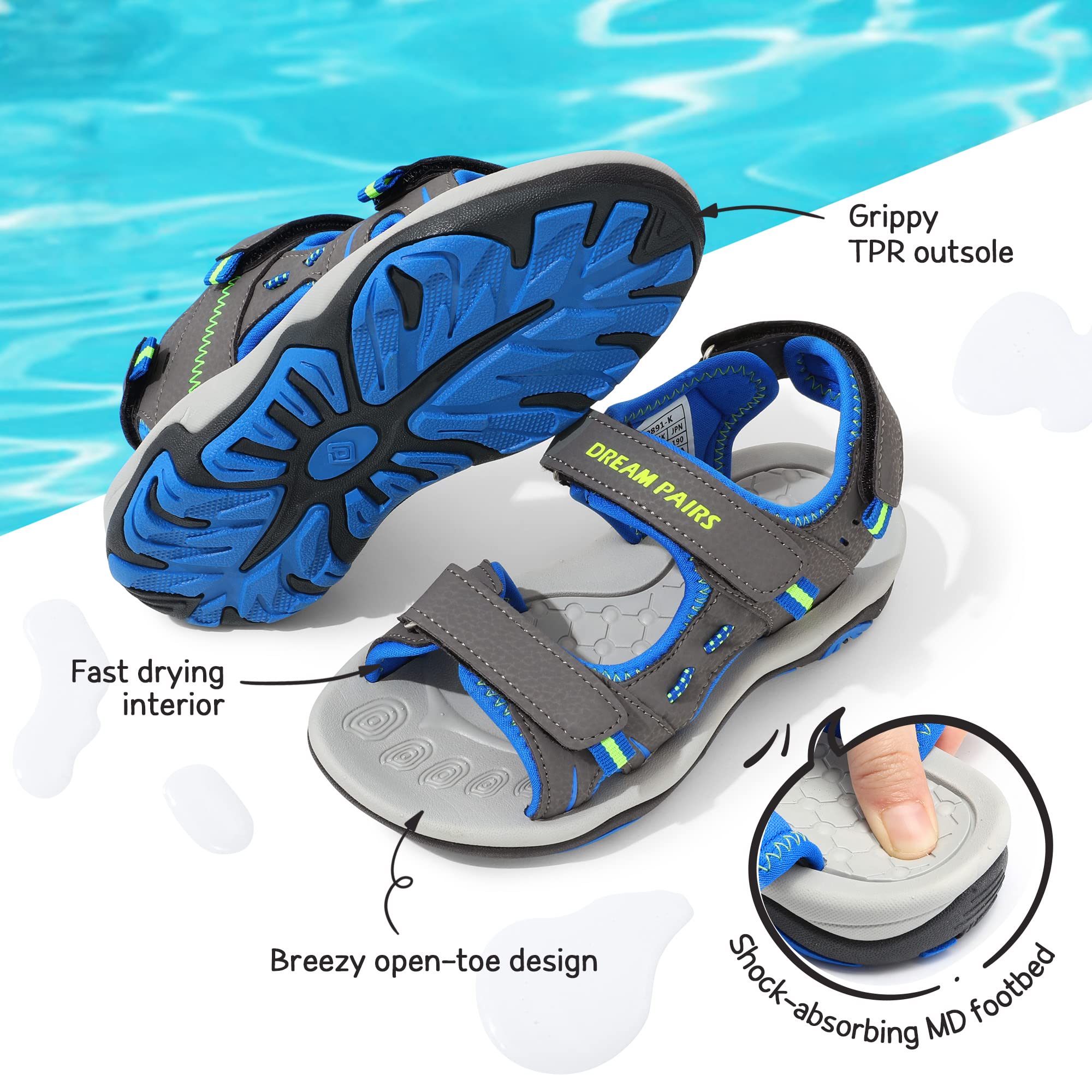 DREAM PAIRS Boys Girls Fashion Athletic Summer Sports Sandals(Toddler/Little Kid/Big Kid)