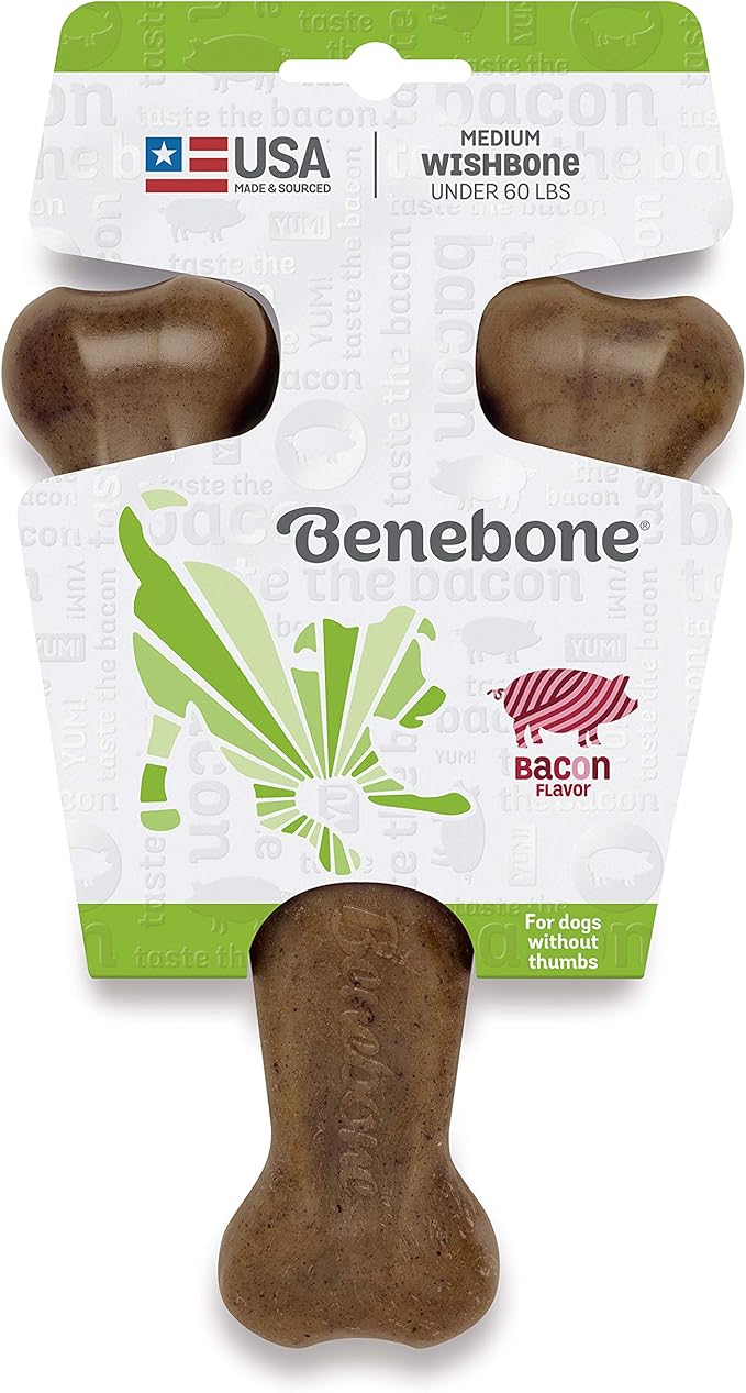 benebone bacon flavored wishbone chew toy