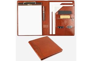GZRHKJ Genuine Leather Left-Handed Portfolio Folder, Business Slim Portfolio Folio Organizer, Resume Folder, A4 Document Folder, Legal Pad Padfolio for Men & Women