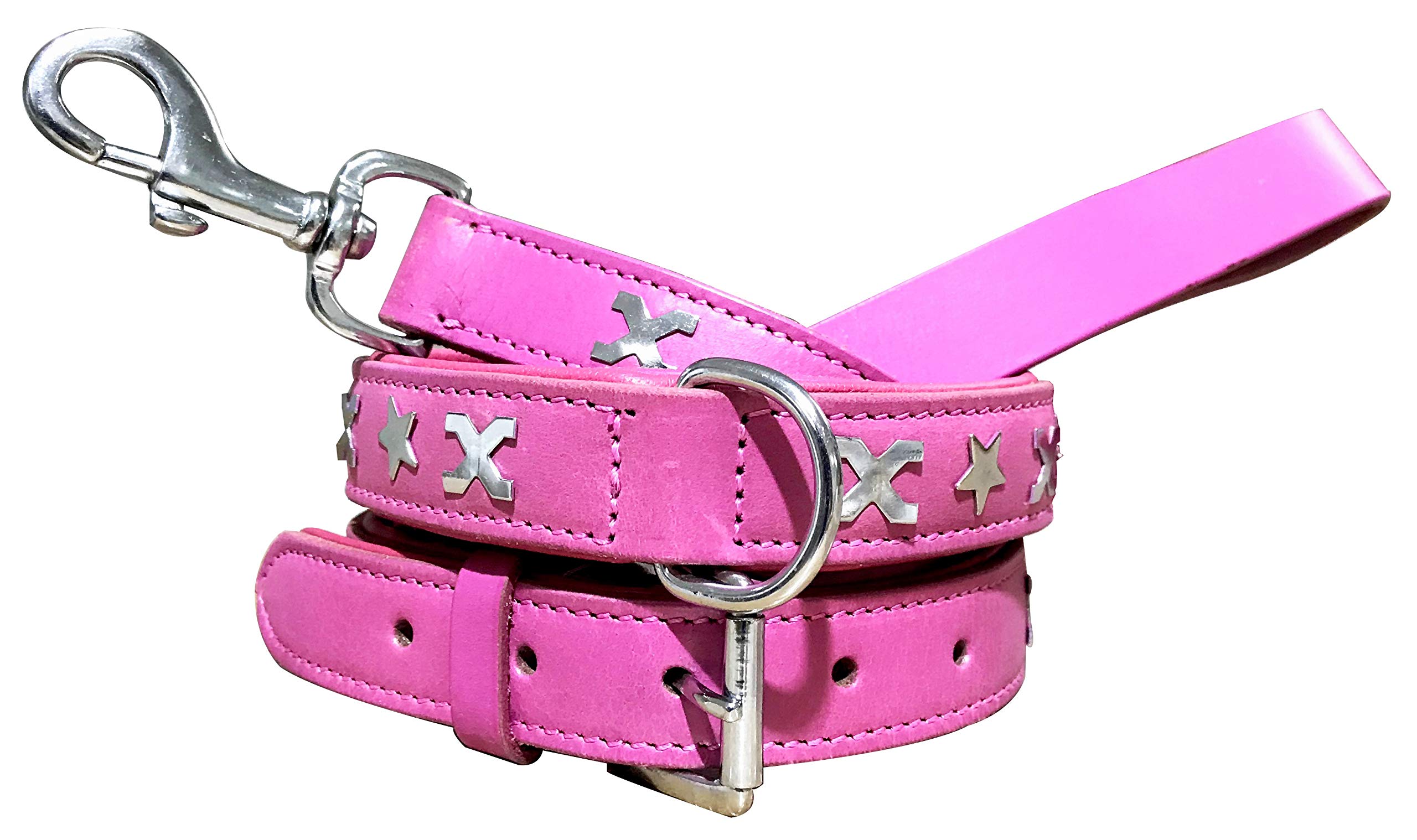 BRADLEY CROMPTON Genuine Leather Matching Pair Dog Collar and Lead Set L