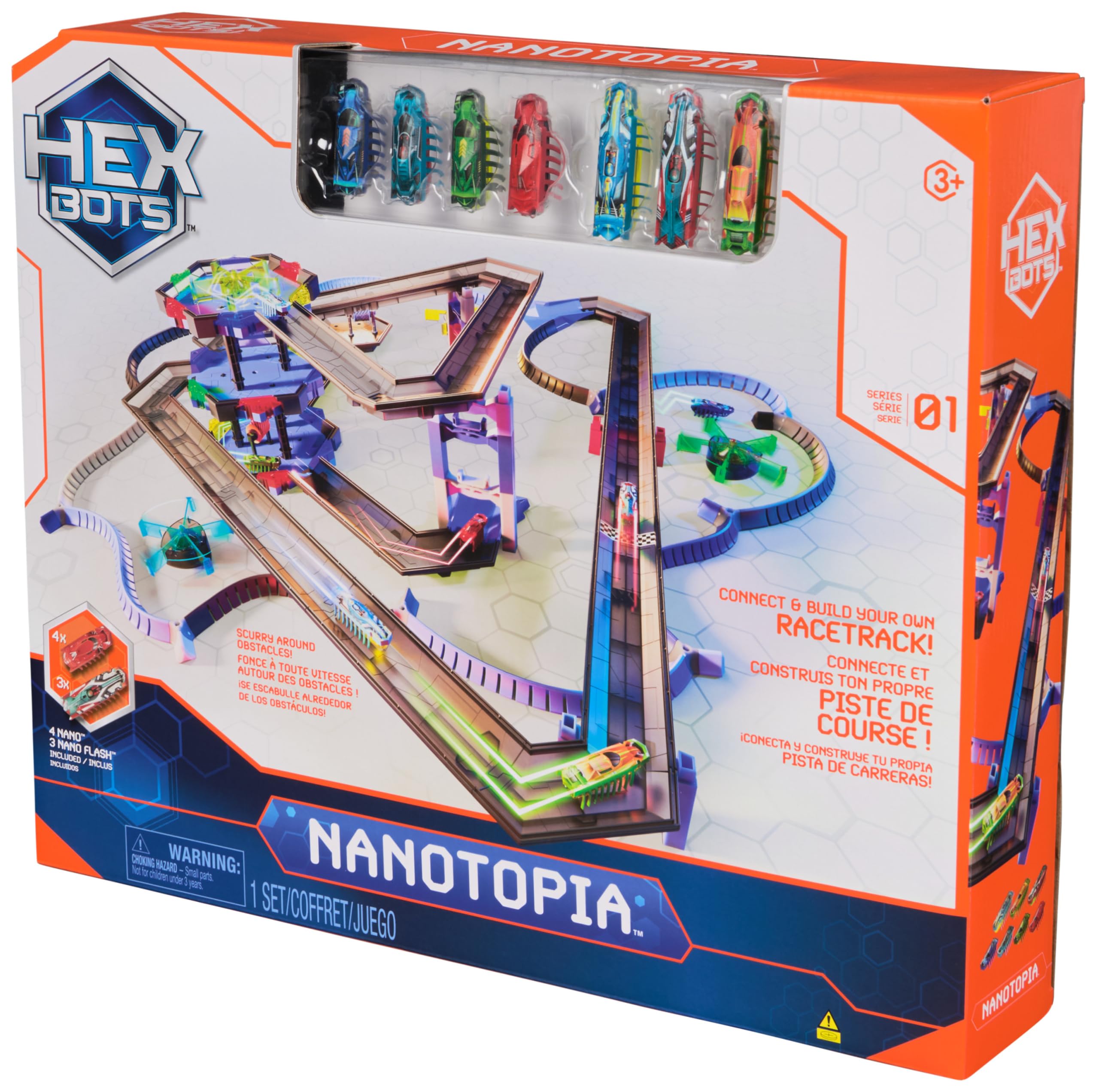 HEX Bots Nanotopia, Sensory Toys for Kids & Cats with Over 130 Pieces & 7 Nano Bots, Toy Playsets & Mini Robot Toy for Kids Ages 3 & Up, Batteries Included