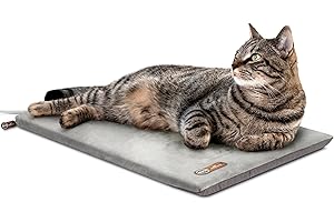 K&H Pet Products Heated Cat Bed Pad for Indoor Cats, Thermo-Kitty Mat Calming Warm Pet Heating Pad for Inside Pets, Machine Washable, Waterproof Heater, Safety Listed - 12.5 X 25in Gray