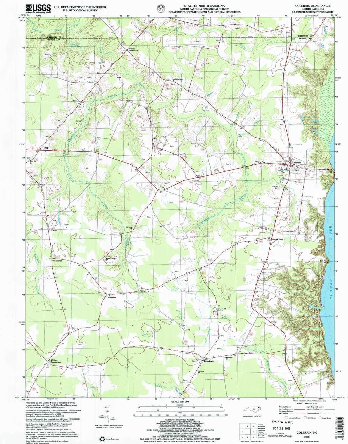 YellowMaps Colerain NC topo map, 124000 Scale, 7.5 X 7.5