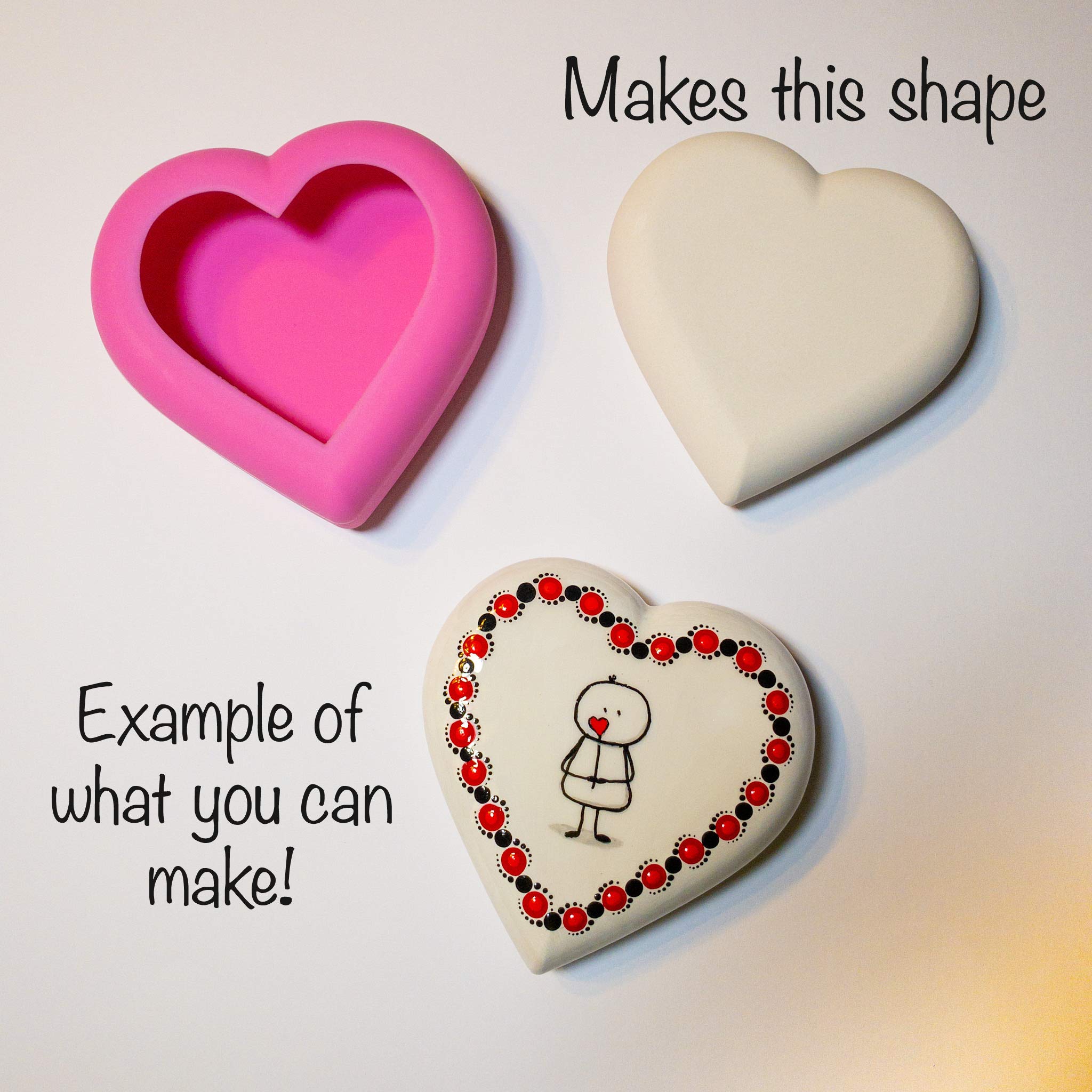 Heart Mold - Happy Dotting Company - Smooth Shape for Casting - Rock Crafts - Valentines Day Craft - Stone Art and Dot Art Mandalas, Kindness Rocks