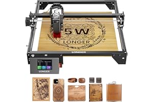 Longer RAY5 Laser Engraver, DIY Laser Engraver 5W Output Power, 3.5” Color Touch Screen, App Offline Control, Engraver Tool for Metal/Glass/Wood Engraving Area 15.75"x15.75"