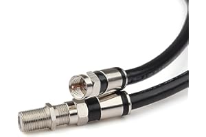 GTOTd Coaxial Cable Short (4 Feet) with RG6 Coax Cable Connector (and F-Type Cable Extension Adapter) Black Coax Satellite TV 75 Ohm