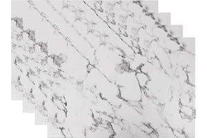 JOVONO Marble Faux Leather PU Placemats, Set of 4, Washable, Stain Resistant for Dining Room Kitchen Table Decor
