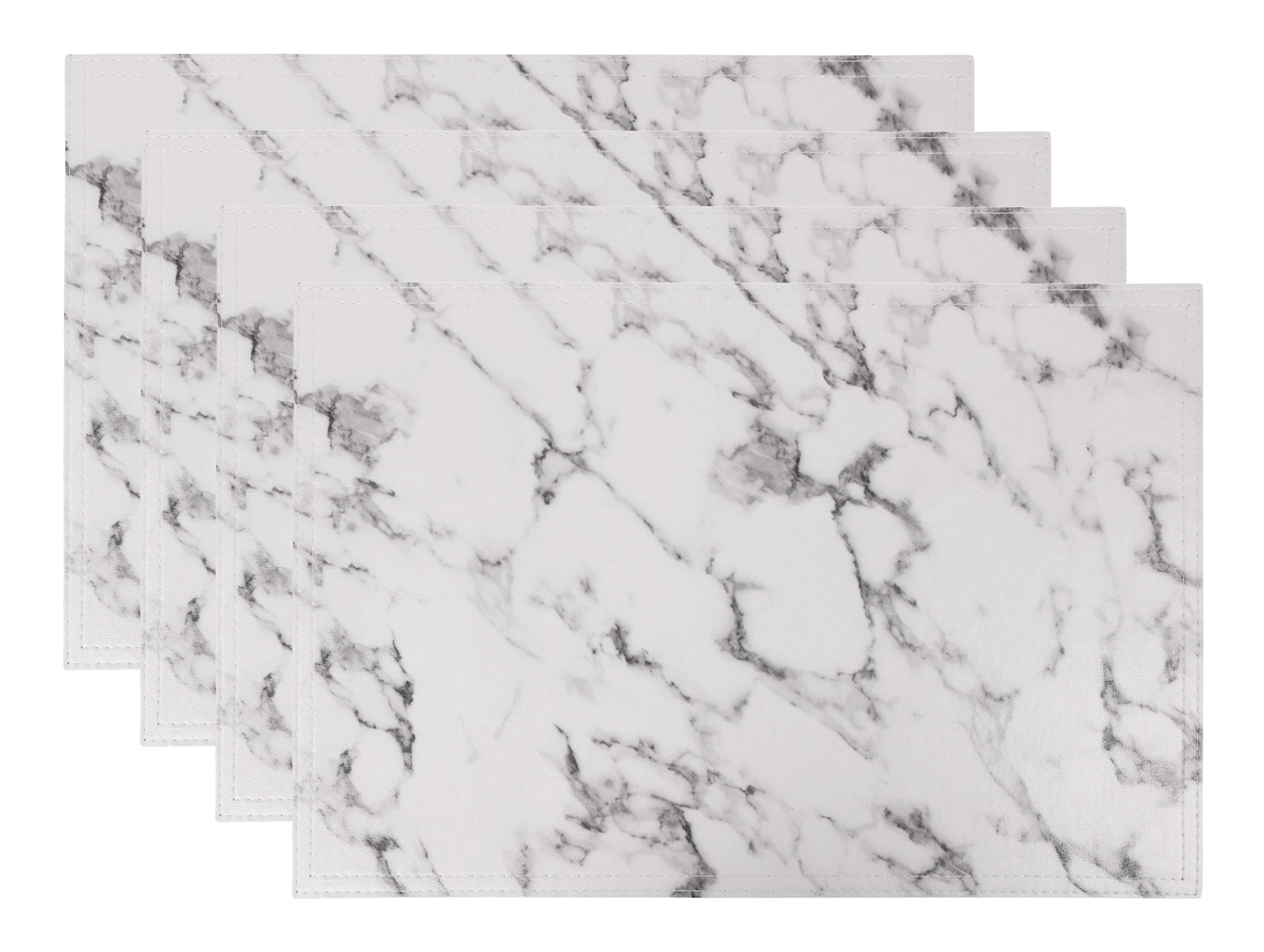 Marble Faux Leather PU Placemats, Set of 4, Washable, Stain Resistant for Dining Room Kitchen Table Decor