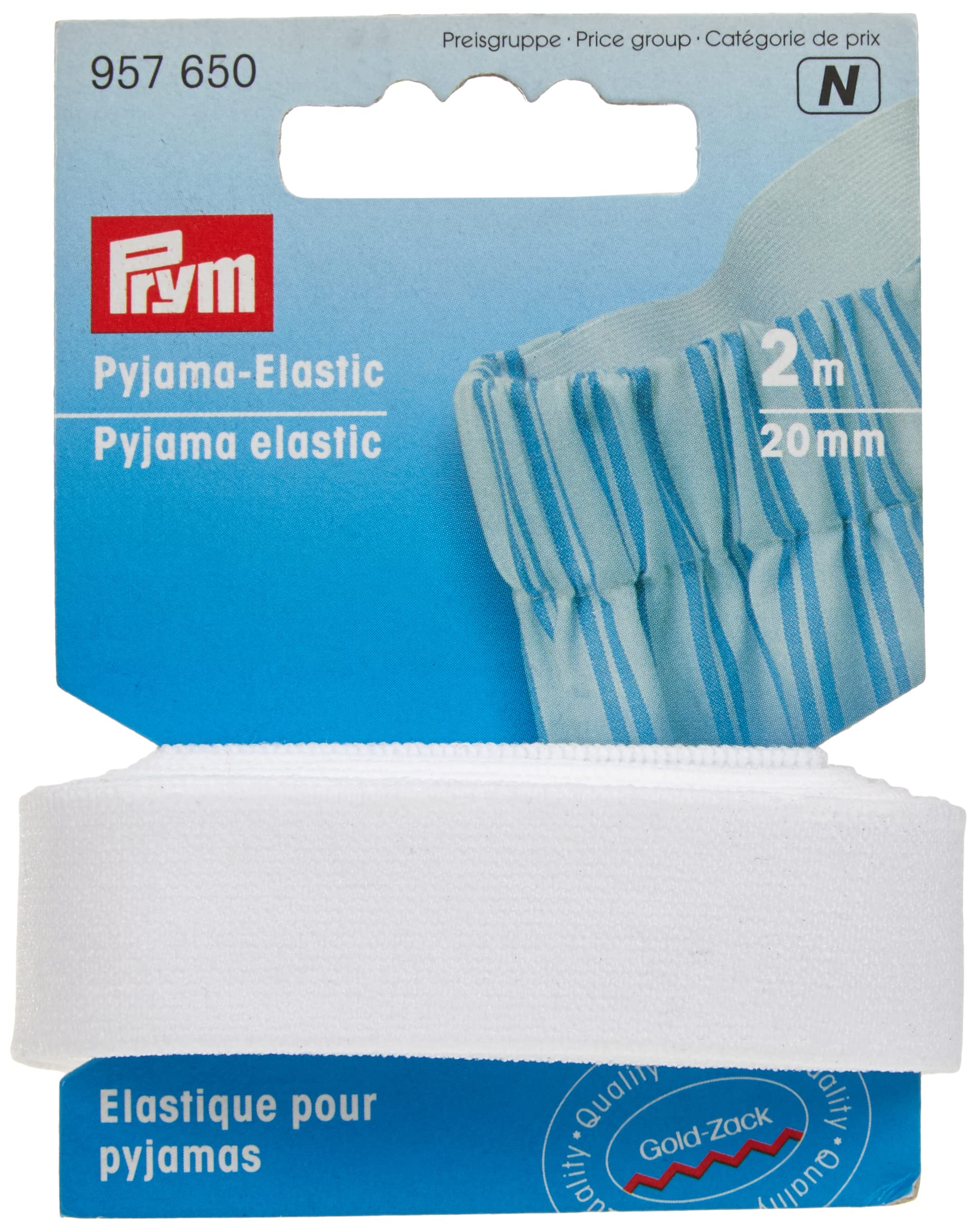 Prym - White (20mm, 2m) Pyjama Elastic - 1 Count
