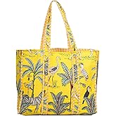 INDACORIFY Vintage Large Multi Color Quilted Bridesmaid Tote Bag Holiday Carry Everyday Use Bag Cotton Printed Shopper Bags For Women