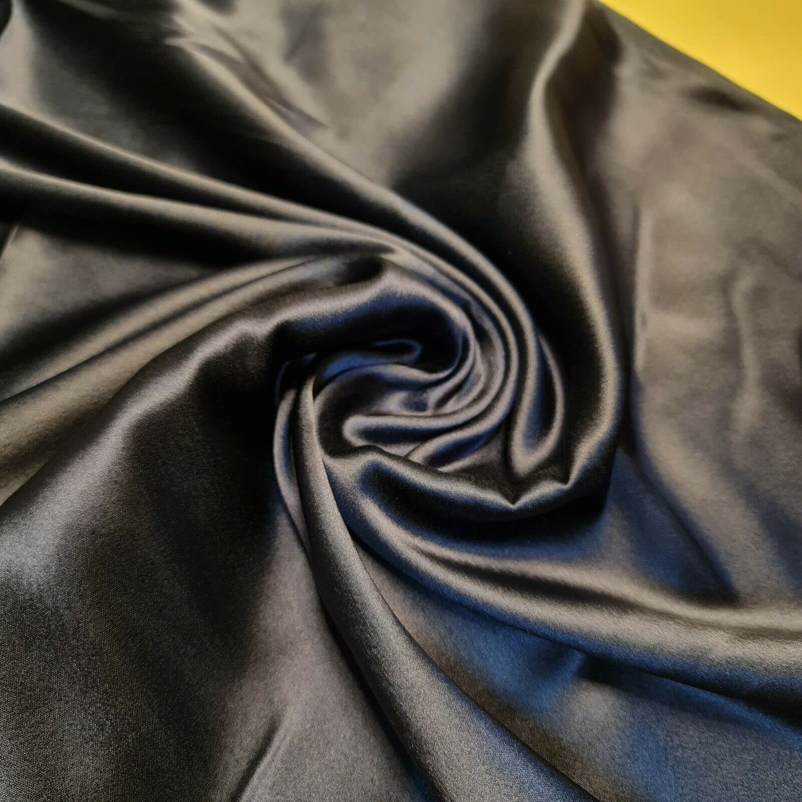Glossy Charmeuse Silk Satin Bridal Dress Polyester Lining Craft Fabric 44" Meter (5 Meter, Navy Blue)