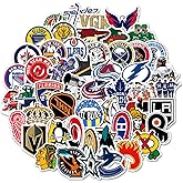 50Pcs Ice Hockey Stickers, Hockey Teams Logo Vinyl Waterproof Stickers Packs for Fan Scrapbooks, Water Bottles, Luggage, Phon