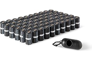 Amazon Basics Dog Poop Leak Proof Bags with Dispenser and Leash Clip, Unscented, 13" x 9", 900 Count (60 Rolls)