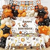 Football Birthday Party Decorations, Basketball Baseball Sports Themed Party Decorations, Includes Backdrop Banner Soccer Table Cloth Balloons for Boys Sports Birthday Decor Supplies