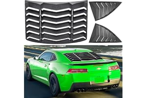E-COWLBOY Rear+Side Window Louvers for Chevrolet Chevy Camaro 2010 2011 2012 2013 2014 2015 Windshield Sun Shade Cover Vent GT Lambo Style Custom Fit All Weather ABS (Matte Black)