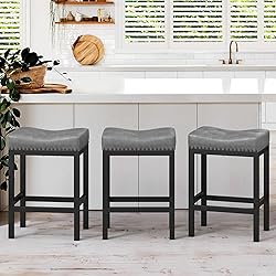LUE BONA Counter Height Bar Stools, 24 Inch Saddle