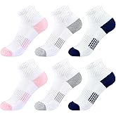Girls Ankle Socks Kids Cushioned Athletic Quarter Socks Boys Cotton Short Sock Sports Youth 6/12 Pairs