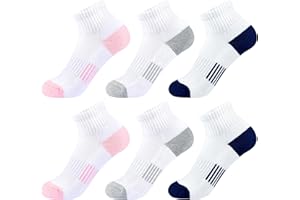 COZIWILL SOCKS Girls Ankle Cushioned Athletic Quarter Socks - Kids Cotton Short Sports Youth 6/12 Pairs for Boys