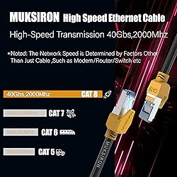 MUKSIRON Cat 8 Ethernet Cable 35 ft, 26AWG 40Gbps