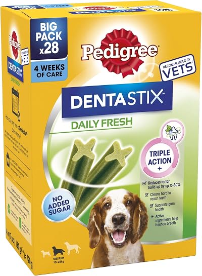 Pedigree Dentastix Fresh Dental Dog Chews Medium 10-25kg 4 x 28 Sticks
