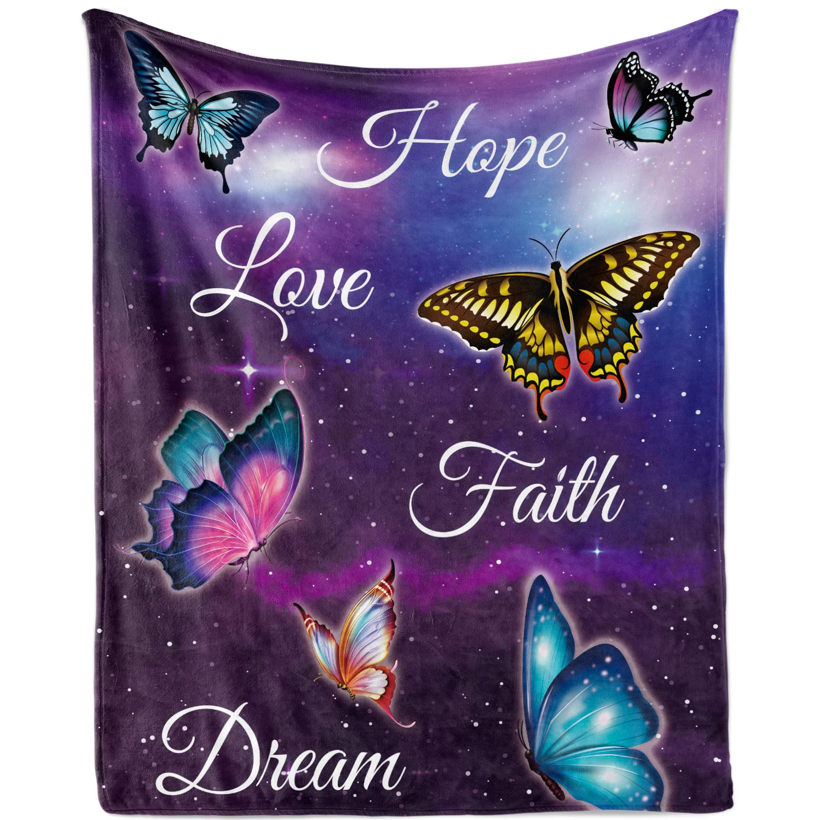 Butterfly Blanket for Women, Purple Butterflies Throw Blanket for Adults, Soft Cozy Flannel Fleece Plush Butterflies Throw Blanket, Fluffy Lightweight Butterfly Blanket for Couch Bed Sofa, 150x200cm