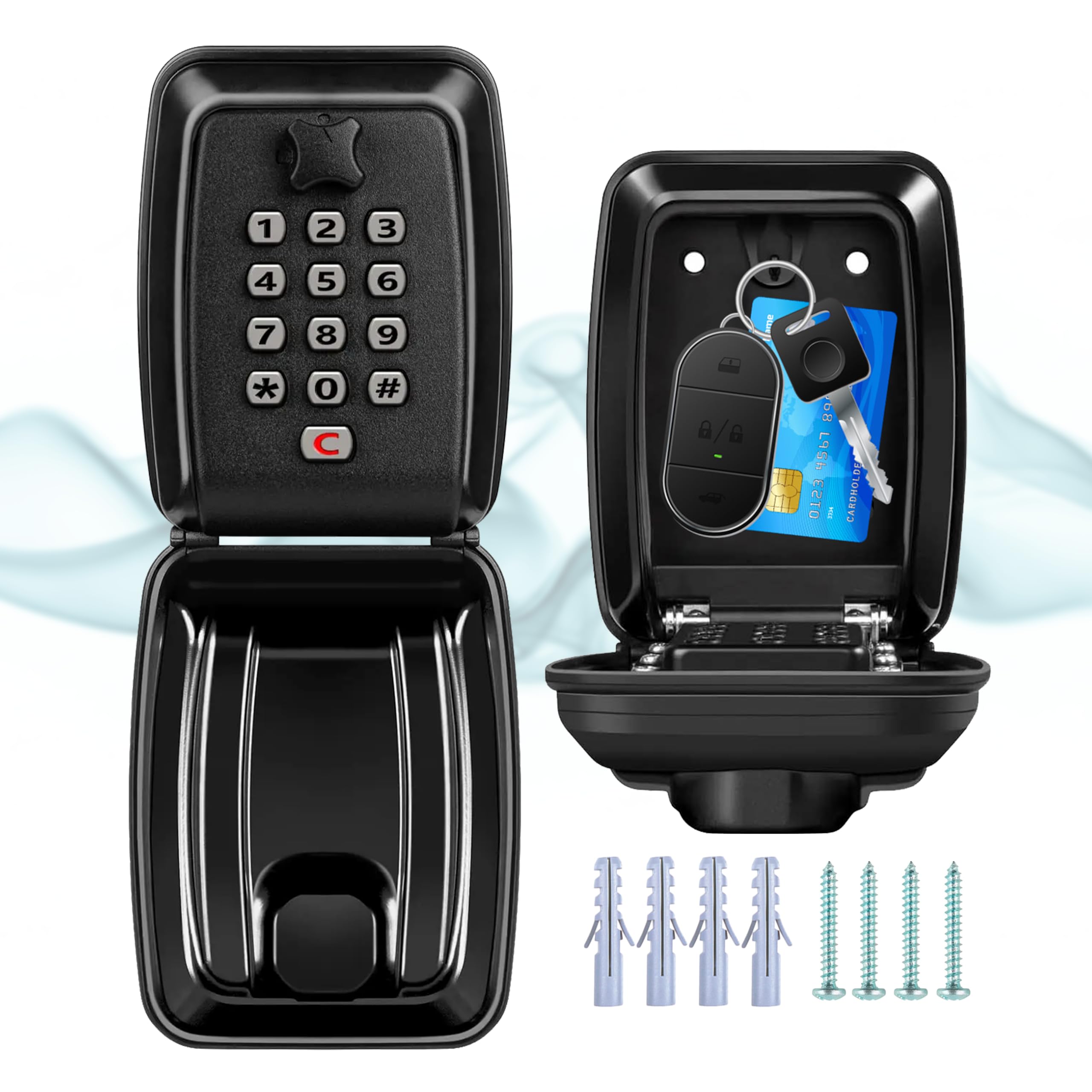 ViperSafe - Key Safe Wall Mounted Outside, High Security 12-Digit Combination Lock Box, Professional Weatherproof Key Hider with Large Capacity, Durable Metal Box for Home, Garage & Office (Black)