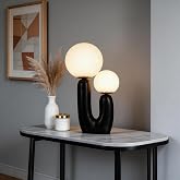 WALMHEIM 17.7" Large Modern Resin Frosted Glass Danish Cactus LED Table Lamp, 2-Light Dimmable Nightstand Bedside Lamps with Bulbs for Living Room, Office, Kids Room, Bedroom Decor - Black Dimmable