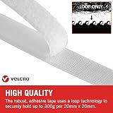 VELCRO Brand Stick On Loop Only Tape White 20mm x 10m Cut-to-Length Strong Self view 2
