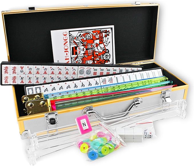 4 Pushers Complete American Mahjong Set in GoldSliver Case