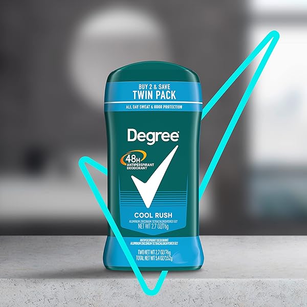DEGREE MEN ORIGINAL ANTIPERSPIRANT DEODORANT COOL RUSH TWIN PACK 48-HOUR SWEAT & ODOR PROTECTION ANTIPERSPIRANT FOR MEN 2.7 OZ