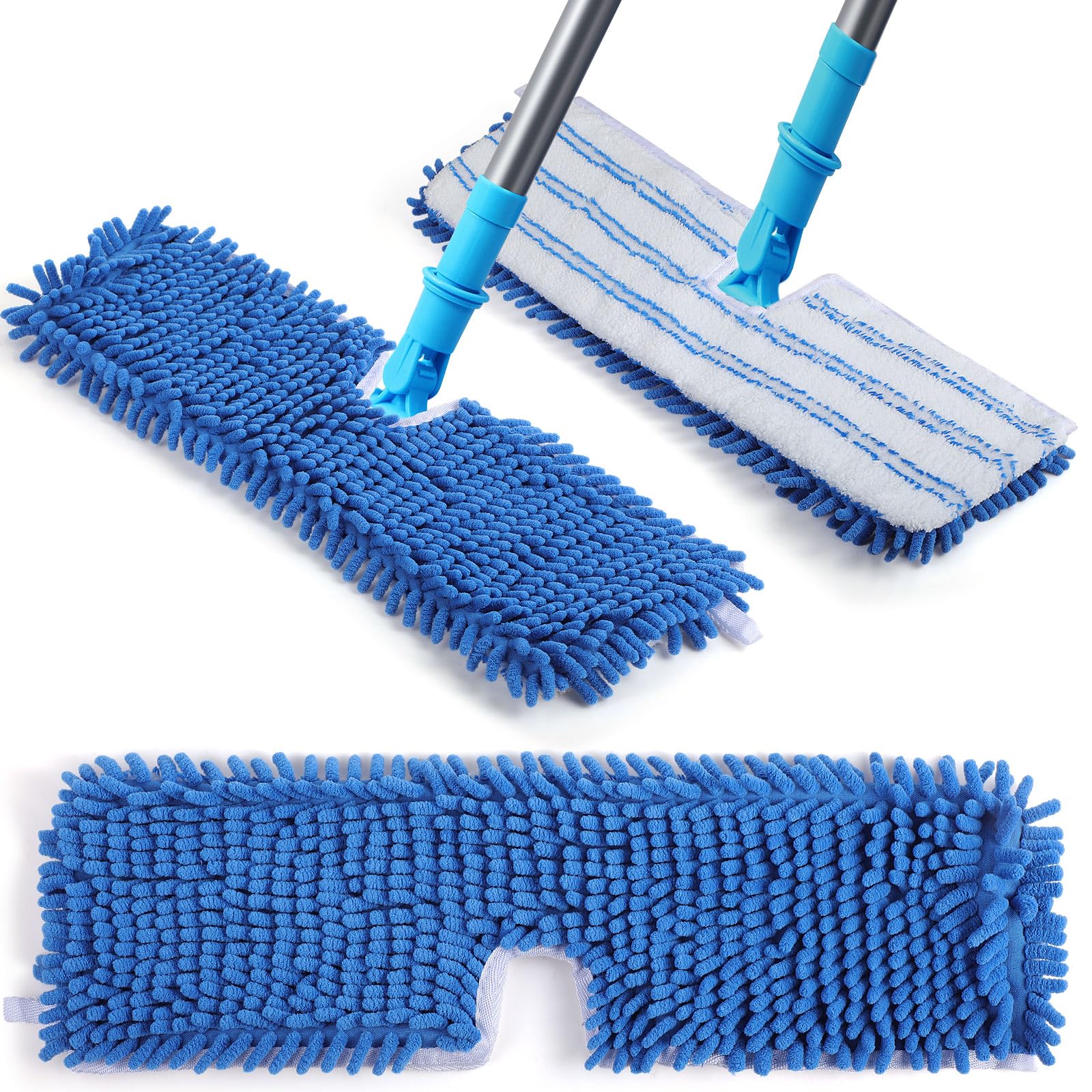 Photo 1 of  3 Pieces Microfiber Flip Mop Refills Replacement Heads Double Sided Cleaning Pads Machine Washable Mop for Dry and Wet Kitchen Home Use