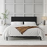 IOILORI Queen Size Bed Frame with Upholstered Headboard, Sturdy Wood Slats, No Box Spring Required, Silent, Easy Assembly, Black