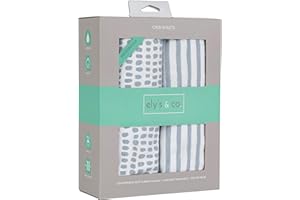 ELY'S & CO. Ely’s & Co. Waterproof Crib Sheet/Toddler Bed Sheets – All-in-One Mattress Protector and Fitted Sheet – Soft Jersey Cotton, Misty Blue Splash & Stripes, Baby Boy Nursery Bedding Essential – 2-Pack