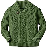 PASLTER Boys Girls Pullover Sweater Shawl Collar Cable Knit Fall Winter Sweaters