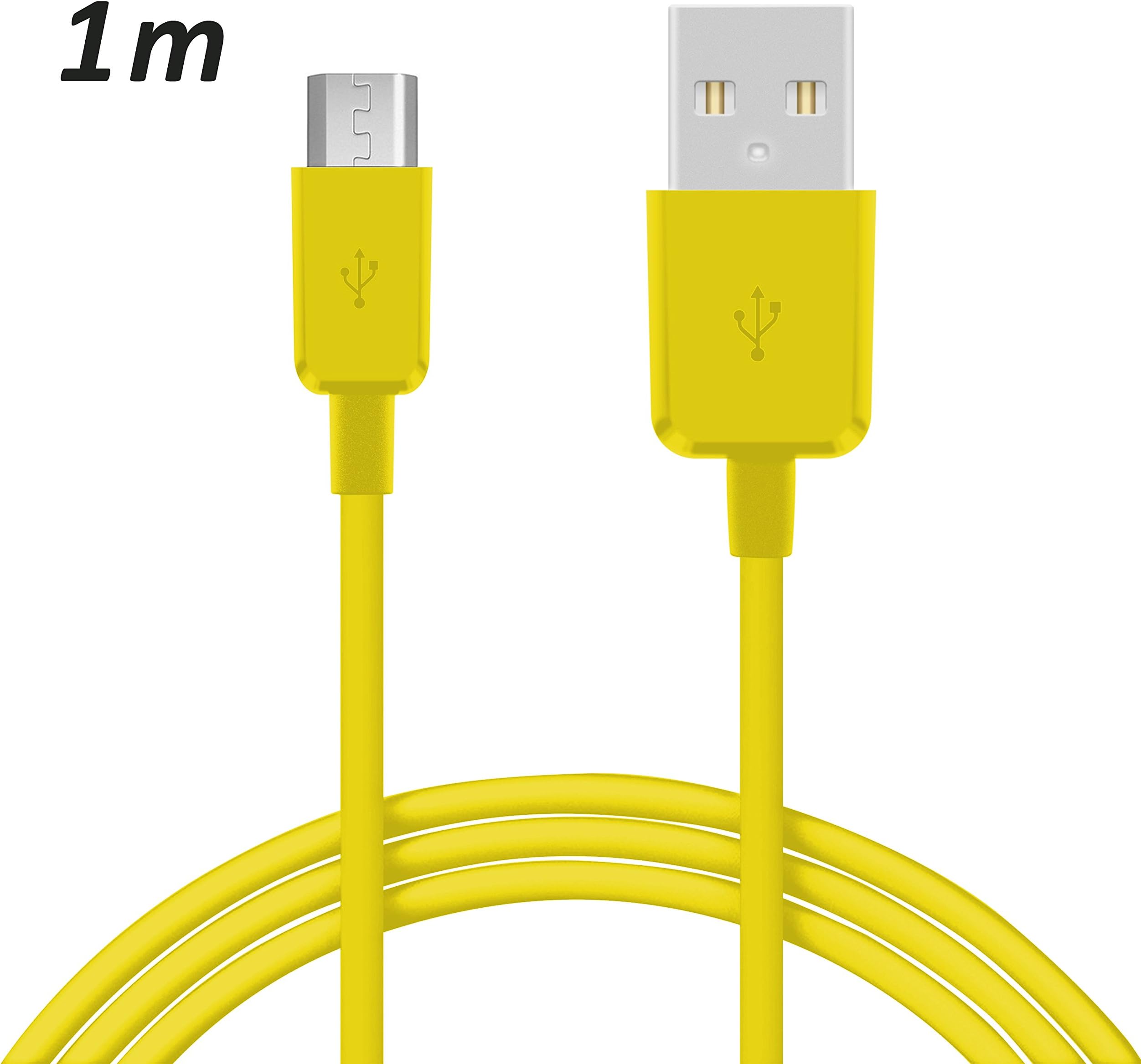 1 x Wiko Highway 4G Micro USB Data Cable/Charger Cable/1 Metre Premium Cable in Yellow – From TheSmartGuard