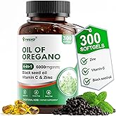 PWERD 300 Softgels Wild Oregano Oil Capsules Organic Pills of Oregano Softgels Capsules Organic with Black Seed Oil