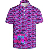 wunjqen Funny Golf Shirts for Men Funny Polo Shirts for Men Crazy Performance Moisture Wicking Quick-Dry Polo Shirts Short Sleeve Funny Pink XL