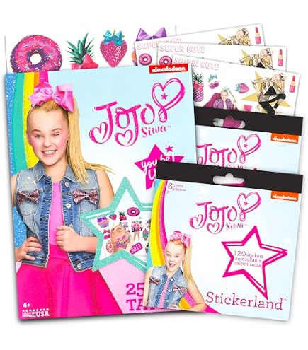 SmileMakers JoJo Siwa Dream Big Sticker – 100 Stück, 5 Designs, 6,35 Cm, Hypoallergen, USA