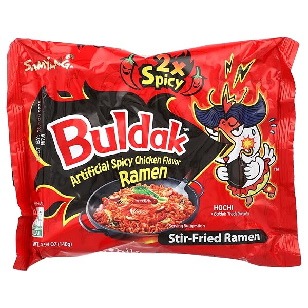 BULDAK™, STIR-FRIED RAMEN, SPICY CHICKEN, 2X SPICY, 5 PACKS, 4.94 OZ (140 G) EACH