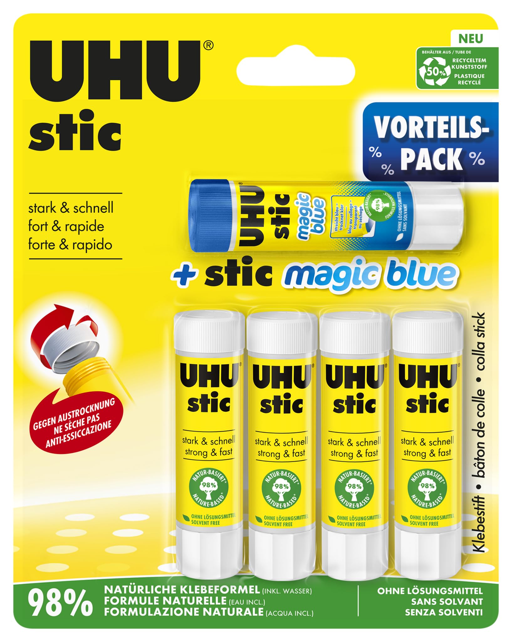 Uhu 45275 - 5 glue sticks 4x Stic mit 1x Magic Stic, 8.2 g