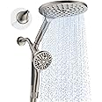 Dual Handheld Shower Head Combo, 2-in-1 Rain Shower Heads System 8 Inch Rainfall Shower Head and 10 Modes High Pressure Hand Held Showerhead with Built-in Power Wash