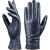 Dsane Womens Winter Leather Touchscreen Texting Warm Driving Lambskin Pure Genuine leather Gloves