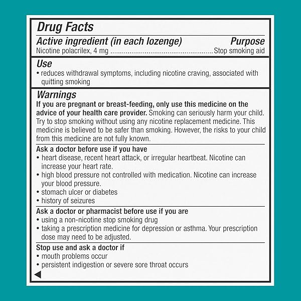 NICORETTE 4 MG COATED NICOTINE LOZENGES TO HELP QUIT SMOKING – ICE MINT FLAVORED STOP SMOKING AID, 20 COUNT