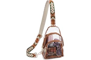 Telena Clear Fanny Pack Stadium Approved Clear Sling Bag Crossbody bag Purses for Women Transparent Waist Bag with Adjustable Strap Clear Brown