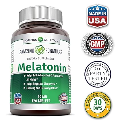 Amazing Formulas Melatonin – 10 Mg Tablets (Non-GMO) - Best Choice of Natural Sleep Aid...