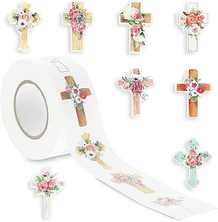 Amazon Co Jp キリスト教ステッカー 8つの花柄クロスデザイン 1 X 1 5インチ 500ピース ホーム キッチン