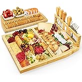 WRINGKIT Charcuterie Cheese Boards Set, Bamboo Cheese Tray Platter with Knife Bowls, Lightweight Meat Cheese Board, Cheese Utensils Included, Unique Wedding for Couple