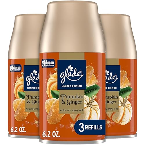 Glade Automatic Spray Refill, Pumpkin & Ginger, Scented Air Freshener for Home and Bathroom, 6.2 Oz, 3 Count