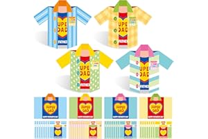 WATINC Father’s Day Shirt Craft kit - 28 Sets DIY Fathers Day Shirts Crafts for Dad with Buttons, Making Happy Father’s Day Greeting Cards from Kids to Father for School Classroom Fun Art Activities